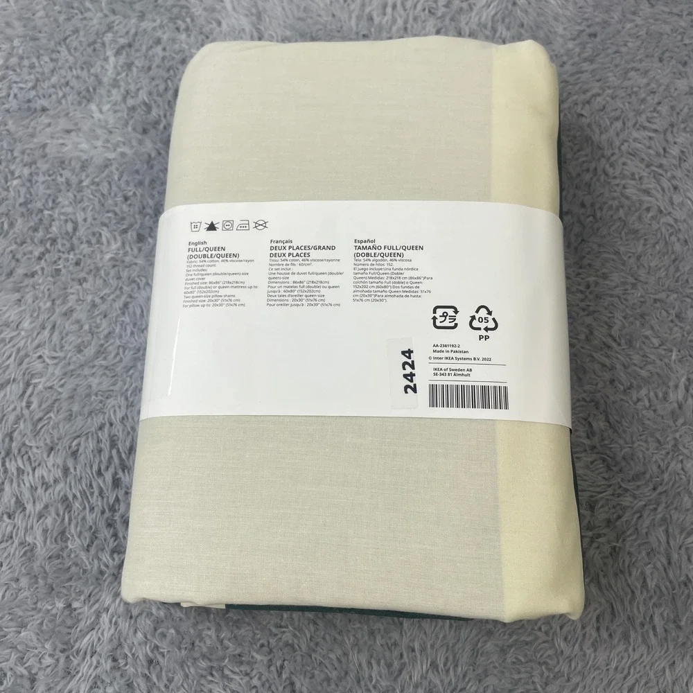 IKEA Brunkrissla Duvet Cover Set Full/Queen Green Yellow Checkered 3pc